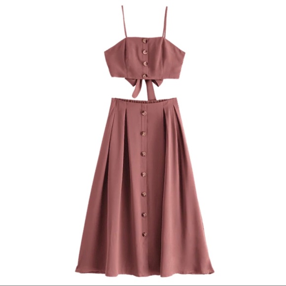 NWT* ZAFUL Knotted Button Cami Top & Skirt Set, Size S - Picture 11 of 13